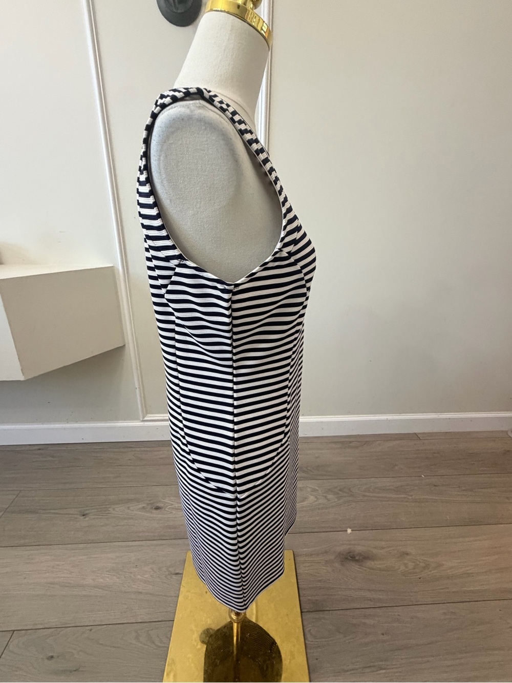 Monteau Navy & White Sleeveless Striped Midi Dress - Picture 6 of 8